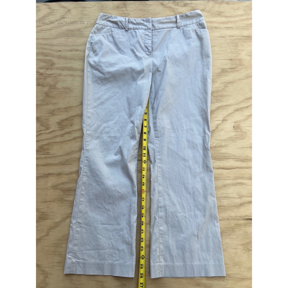 Anne Klein Pinstripe Stretch Dress Pants Blue White Petite 12P Flare Trousers